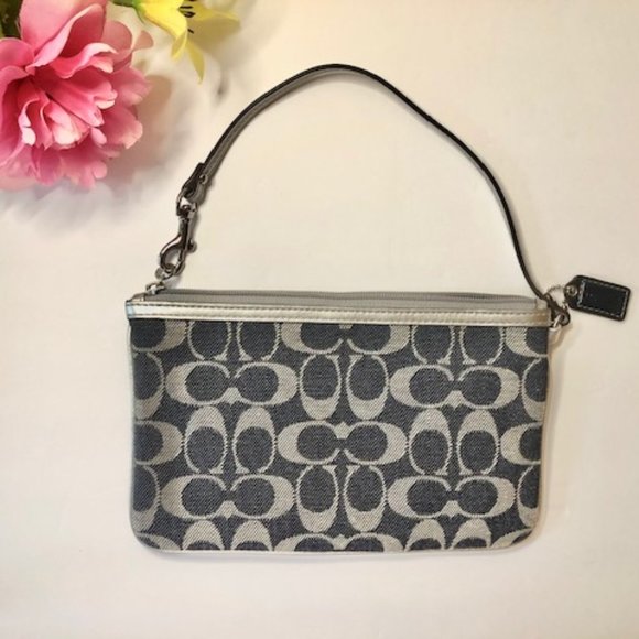 Coach Wristlet Blue and Gray Denim Purse - Picture 4 of 11